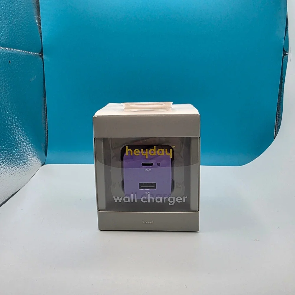 heyday purple wall charger 15W USB C PD 5W USB A 20W total max‎ output